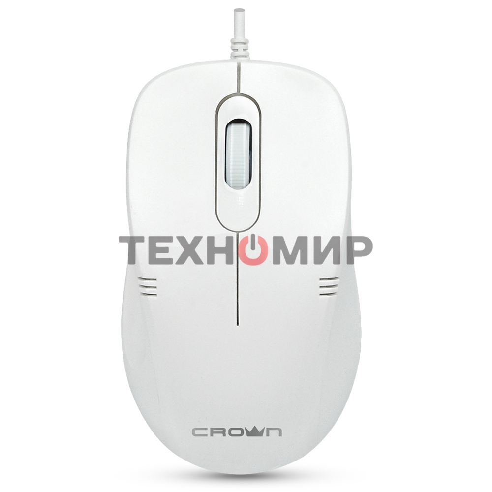 Мышь проводная Crown CMM-502 белый, 1000 dpi, USB, кнопки - 3
