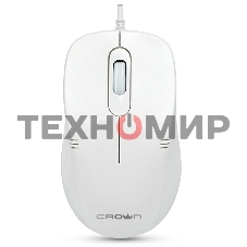 Мышь проводная Crown CMM-502 белый, 1000 dpi, USB, кнопки - 3