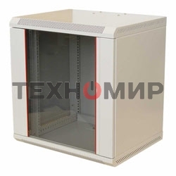Шкаф настенный ЦМО ШРН-12.650 12U 600x650мм пер.дв.стекл несъемные бок.пан. 50кг серый