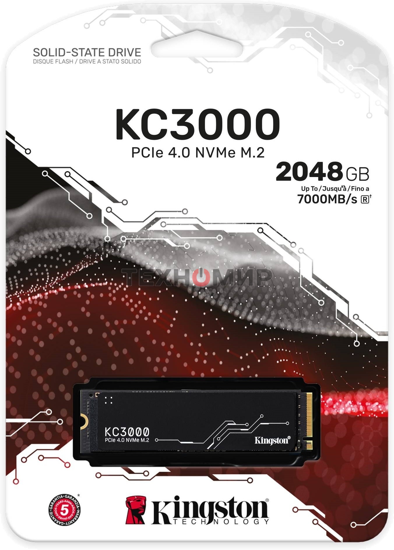 Накопитель SSD Kingston KC3000, 2Tb, PCIe 4.0 x4, M.2 2280, NVMe, R/W 7000/7000, с радиатором
