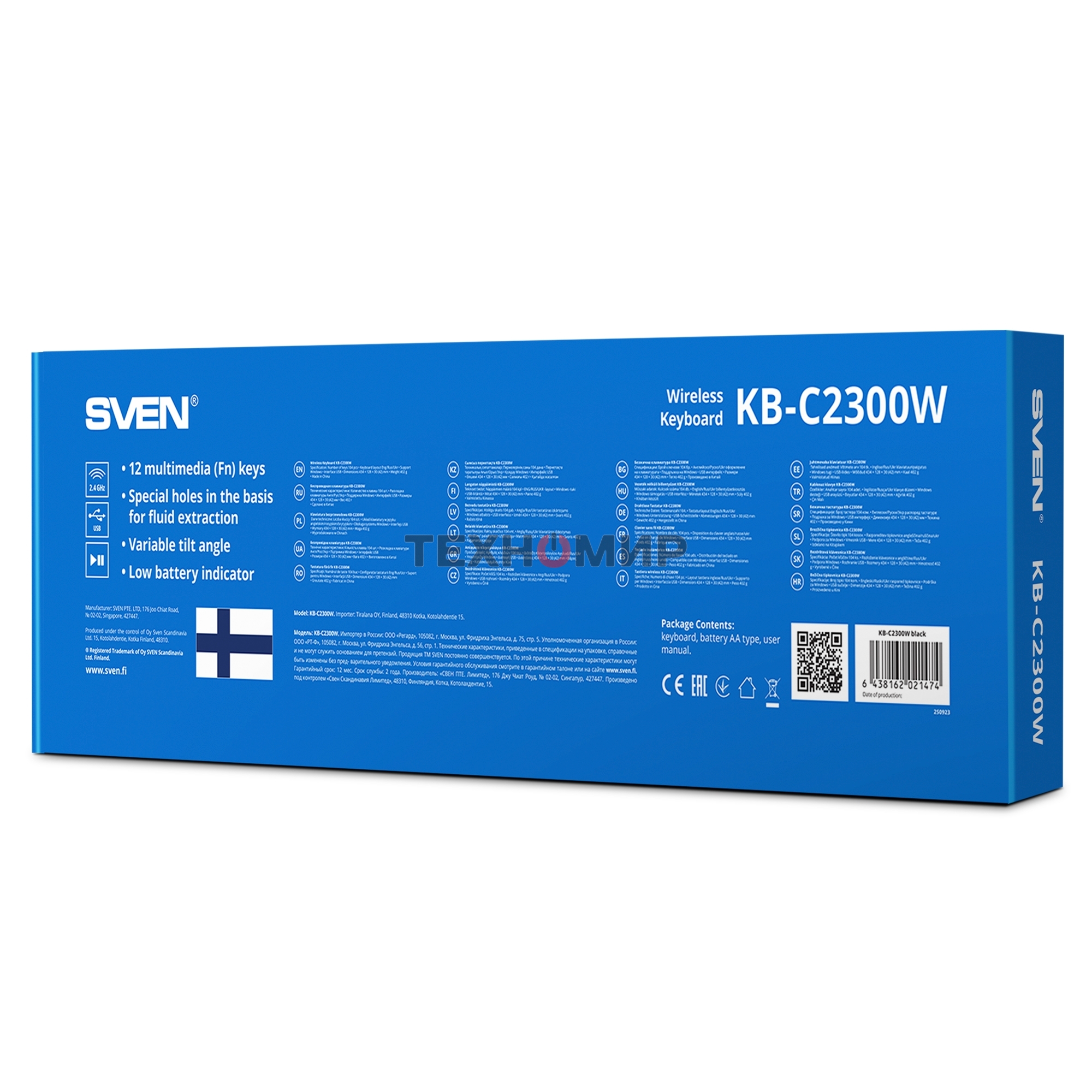 Клавиатура Sven KB-C2300W беспроводная, радиоканал, чёрный