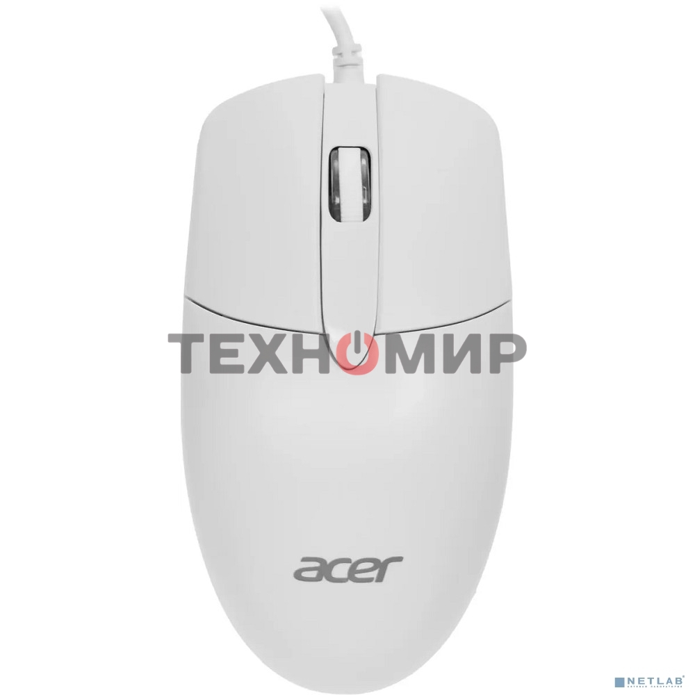 Мышь проводная Acer OMW300 белый, 1200 dpi, USB, кнопки - 3