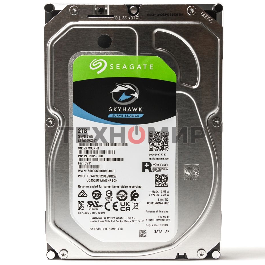 Жесткий диск Seagate 2Tb ST2000VX017 SATA-III Surveillance Skyhawk (5400rpm) 256Mb 3.5