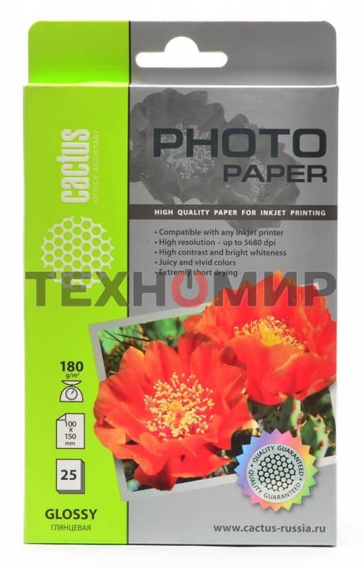 Фотобумага Cactus CS-GA618025 глянцевая A6 180 г/м2 25 листов