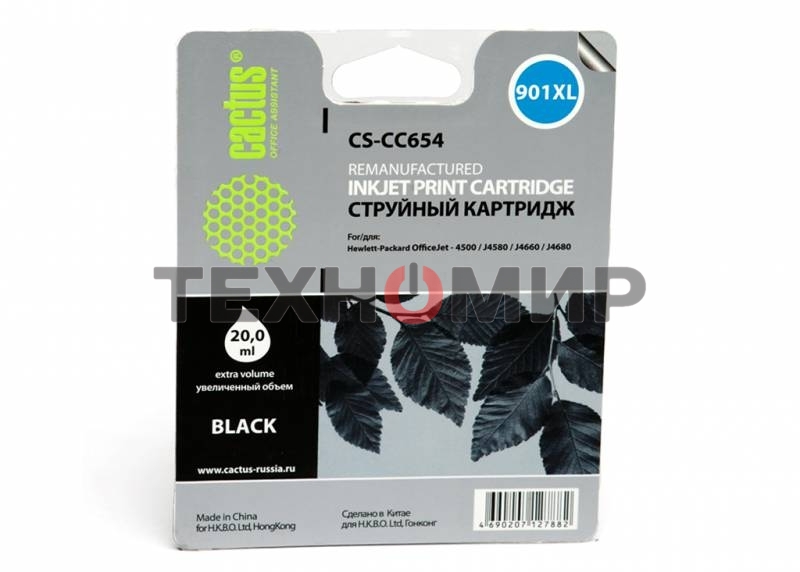Картридж струйный Cactus CS-CC654 черный для №901 HP OfficeJet-4500/J4580/J4660/J4680 (18мл)
