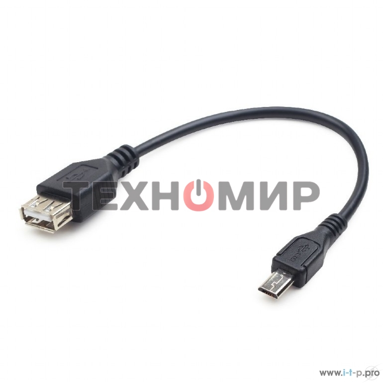 Кабель USB2.0 OTG Cablexpert A-OTG-AFBM-03 USBAF/MicroBM, 0.15м, удлиненный разъем micro USB - 9мм, пакет