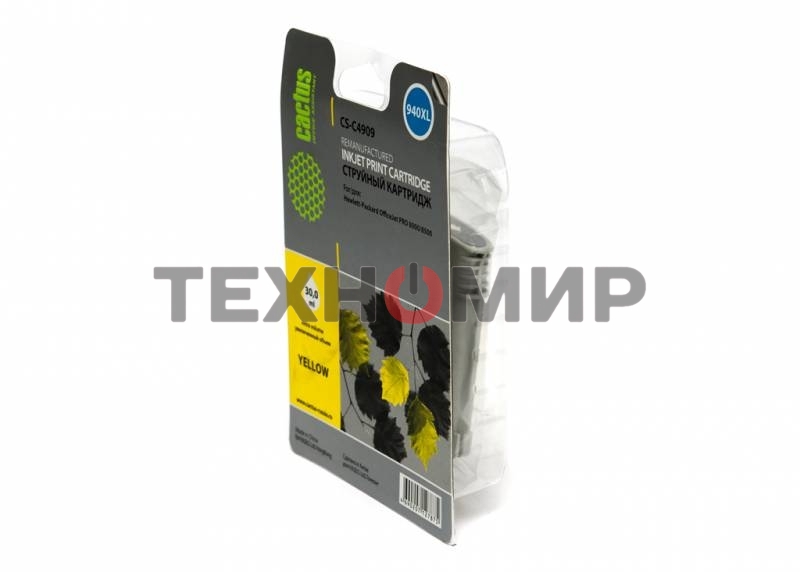 Картридж струйный Cactus CS-C4909 №940 желтый (30 мл) для HP OfficeJet PRO 8000/8500
