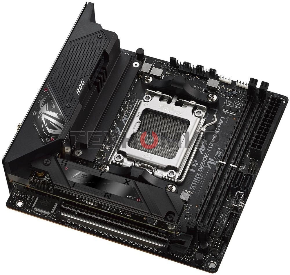 Материнская плата ASUS ROG STRIX B650E-I GAMING WIFI, AM5, AMD B650, 2xDDR5, 2xSATA, 2xM.2, 1xPCIe 5.0 x16, 1xHDMI, 1x 2.5Gb LAN, 4xUSB-A 3.2 Gen 2, 1xUSB-A 3.2 Gen 1, 1xUSB-C 3.2 Gen 2x2, 3x3.5 мм, 7.1, Mini-ITX