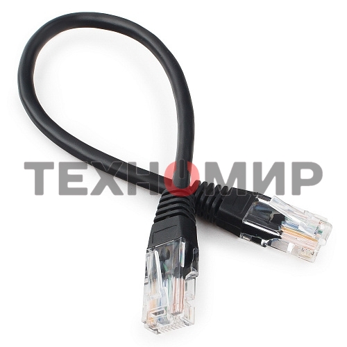Патч-корд UTP Cablexpert cat.5e 0.25м, литой, многожильный, черный