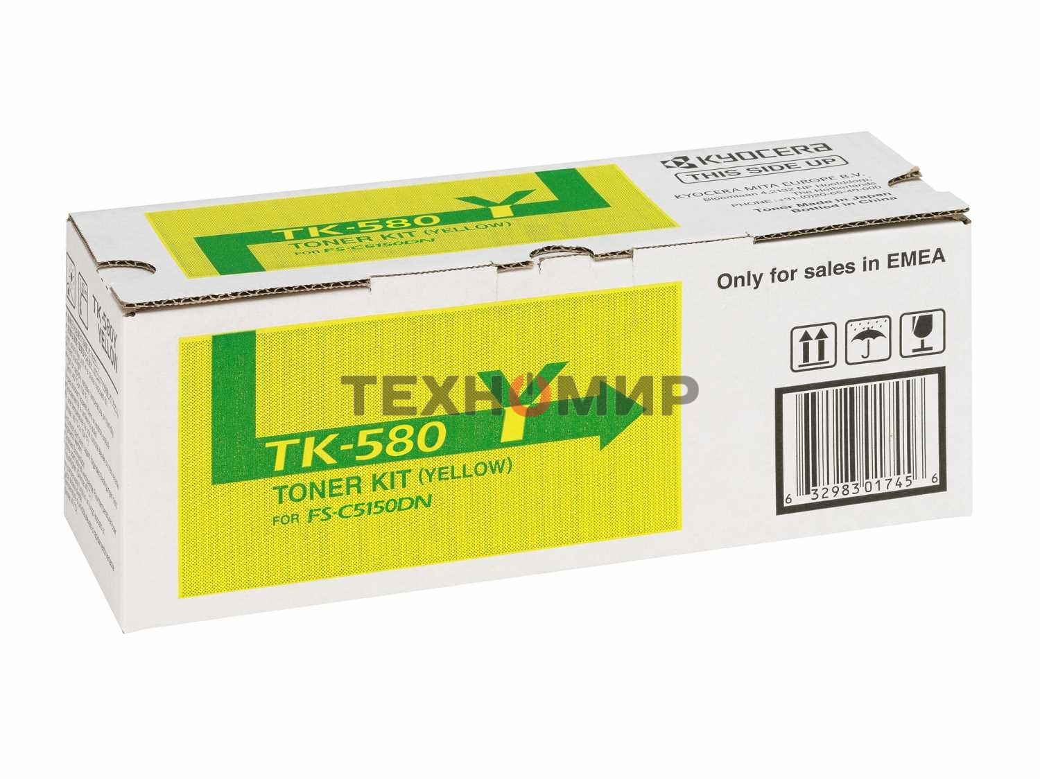 Картридж лазерный Kyocera TK-580Y (1T02KTANL0) желтый для FS-C5150DN 2800 стр.