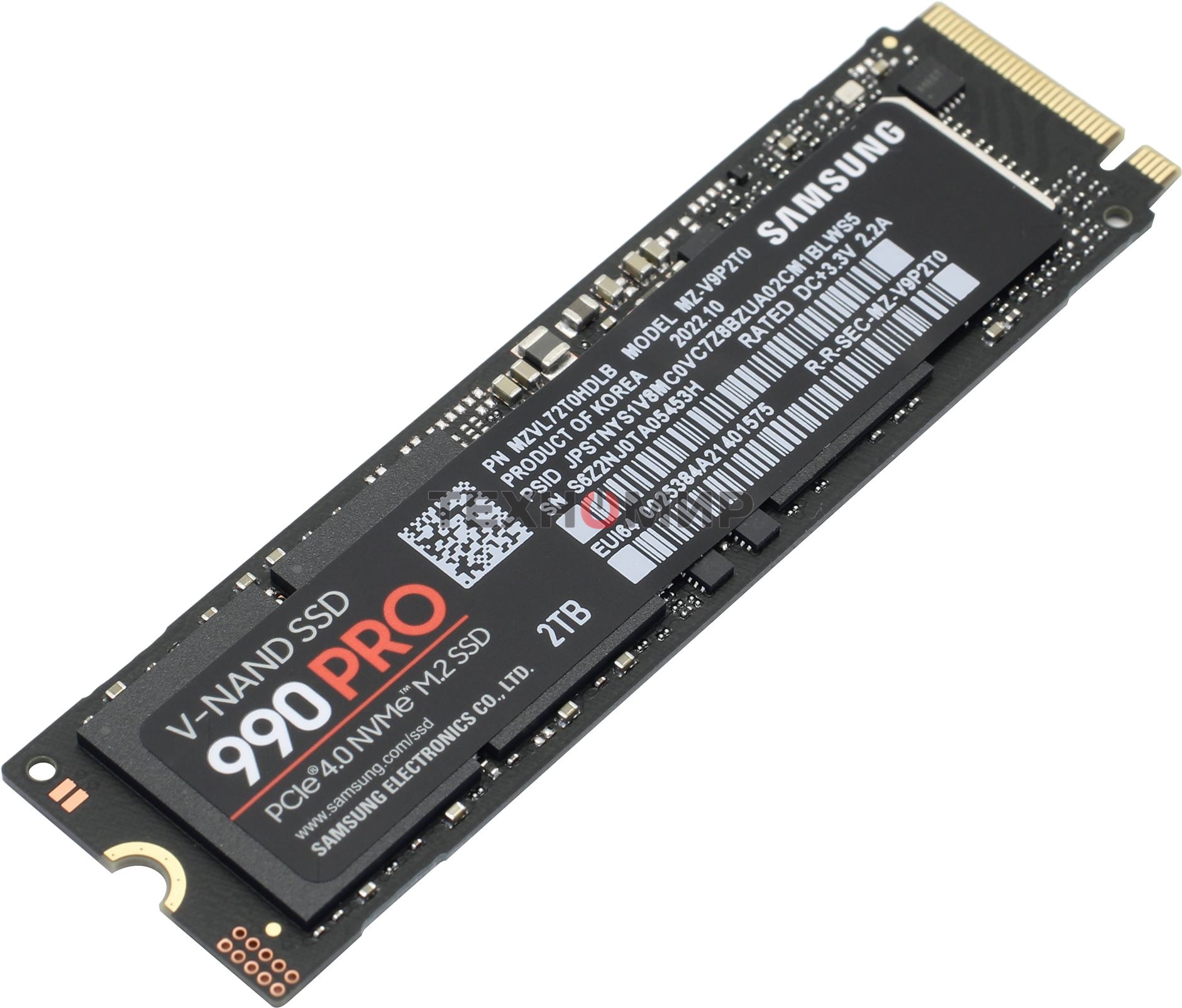 Накопитель SSD Samsung 990 PRO, 2Tb, PCIe 4.0 x4, M.2 2280, NVMe, R/W 7450/6900
