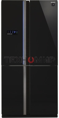 Холодильник Sharp SJ-FS97VBK черное стекло трехкамерный 393/207 л морозилка снизу