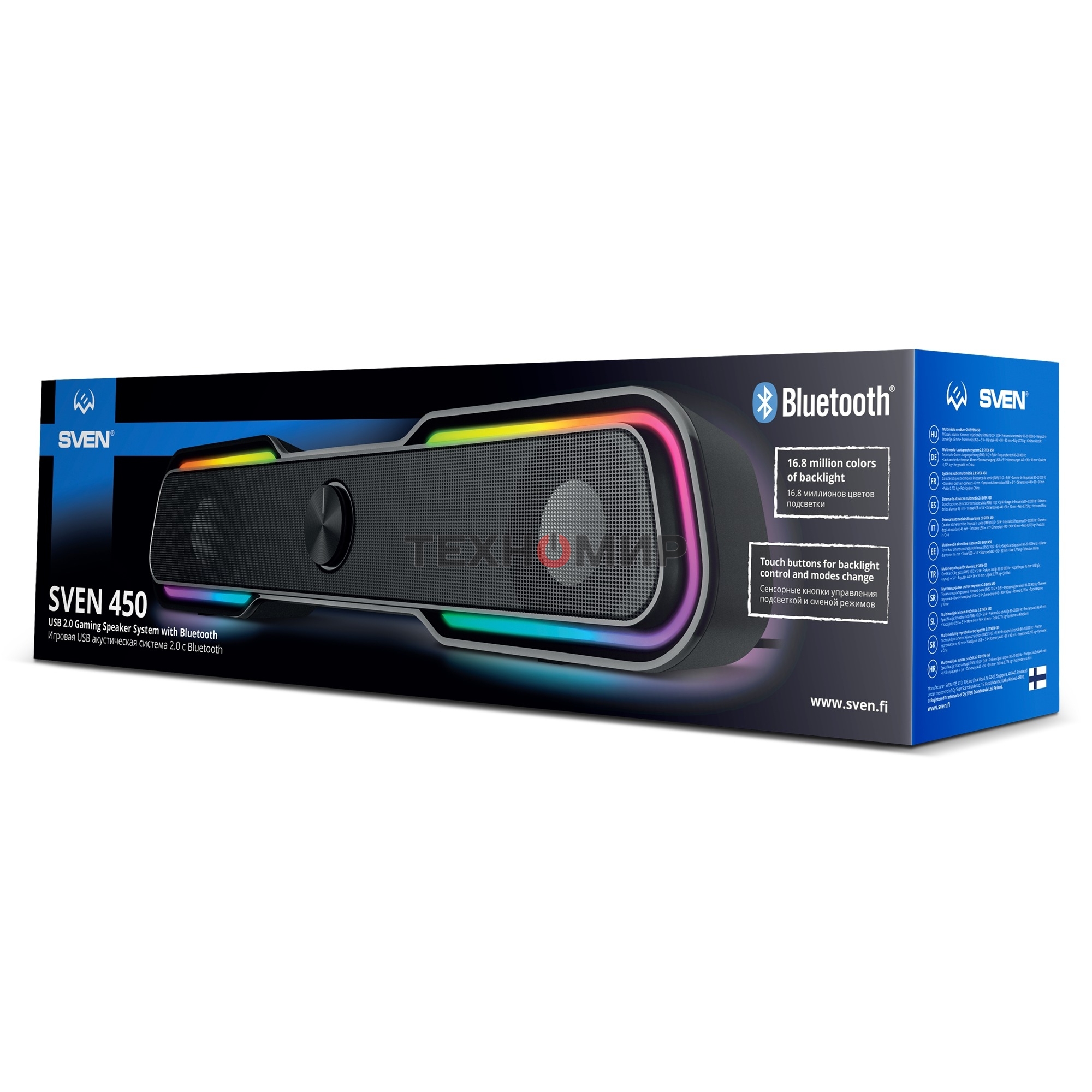 Акустическая система Sven 450 2.0 (2x5W, Bluetooth, RGb-подсветка) черная