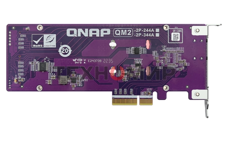 Плата расширения QNAP QM2-2P-344A 2 x M.2 22110 or 2280 PCIe (Gen3 x4) NVMe SSD slots, Low-profile flat and Full-height brackets included.
