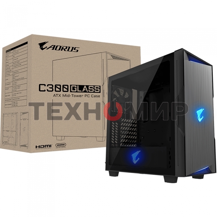 Компьютерный корпус GIGABYTE AORUS C300 GLASS MidiTower без Б/П ATX MicroATX MiniITX Цвет черный Gb-AC300G