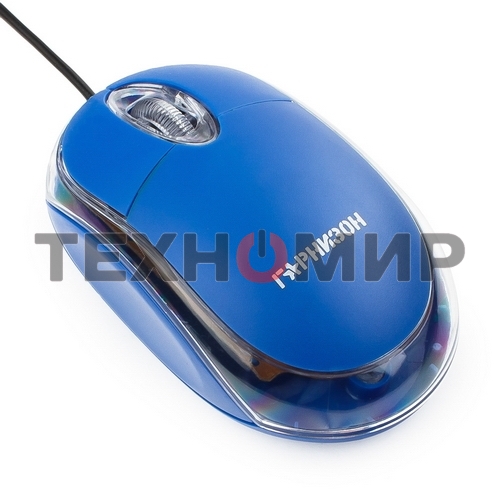 Мышь проводная Гарнизон GM-100B синий, 1000 dpi, USB, кнопки - 3