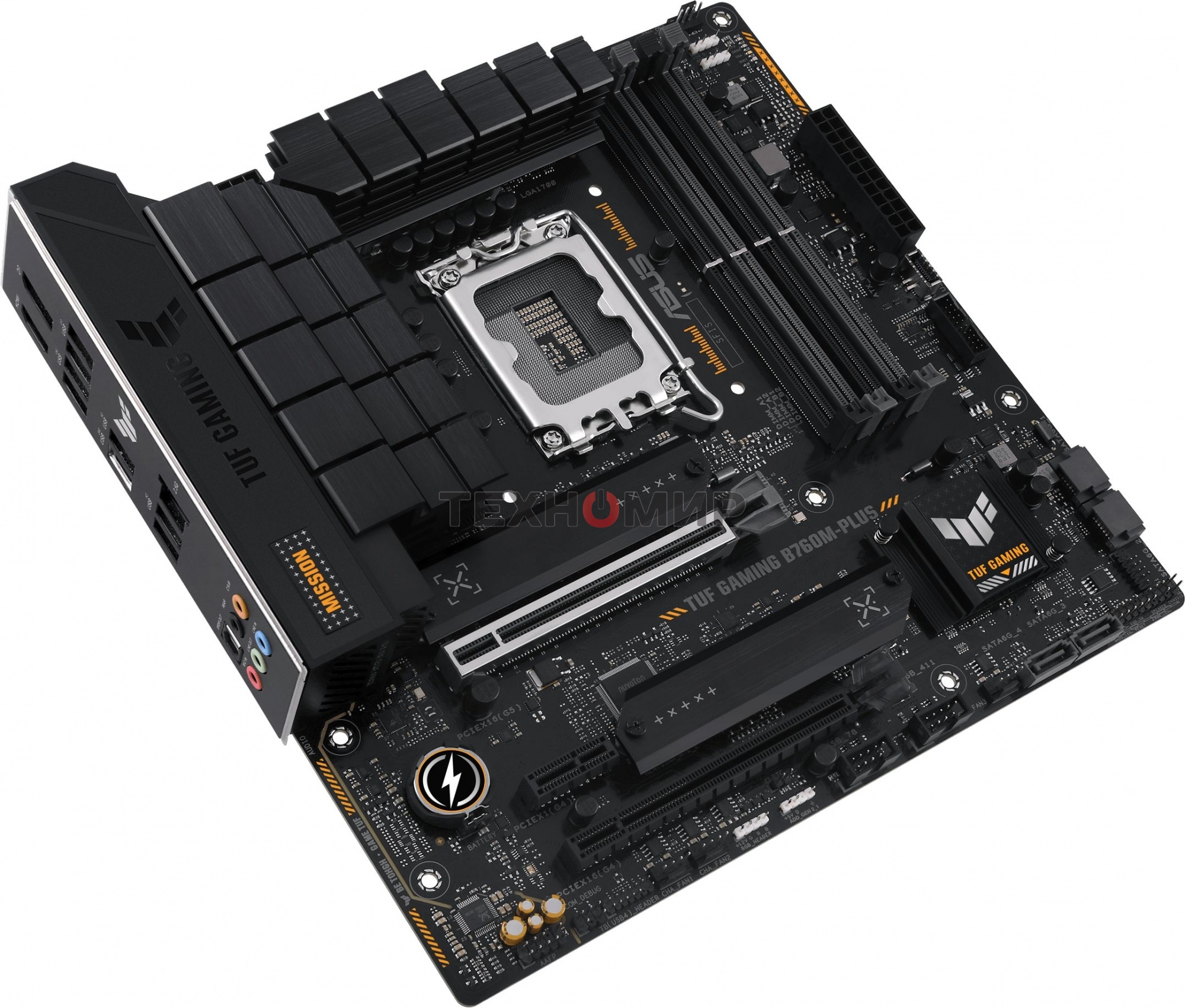 Материнская плата ASUS TUF GAMING B760M-PLUS, LGA 1700, Intel B760, 4xDDR5, 4xSATA, 2xM.2, 1xPCIe 5.0 x16, 1xPCIe 4.0 x4, 1xPCIe x1, 2xUSB-A 3.2 Gen 2, 3xUSB-A 3.2 Gen 1, 2xUSB 2.0, 1xUSB-C 3.2 Gen 2x2, 1x2.5Gb LAN, 5x3.5 мм, 7.1, mATX
