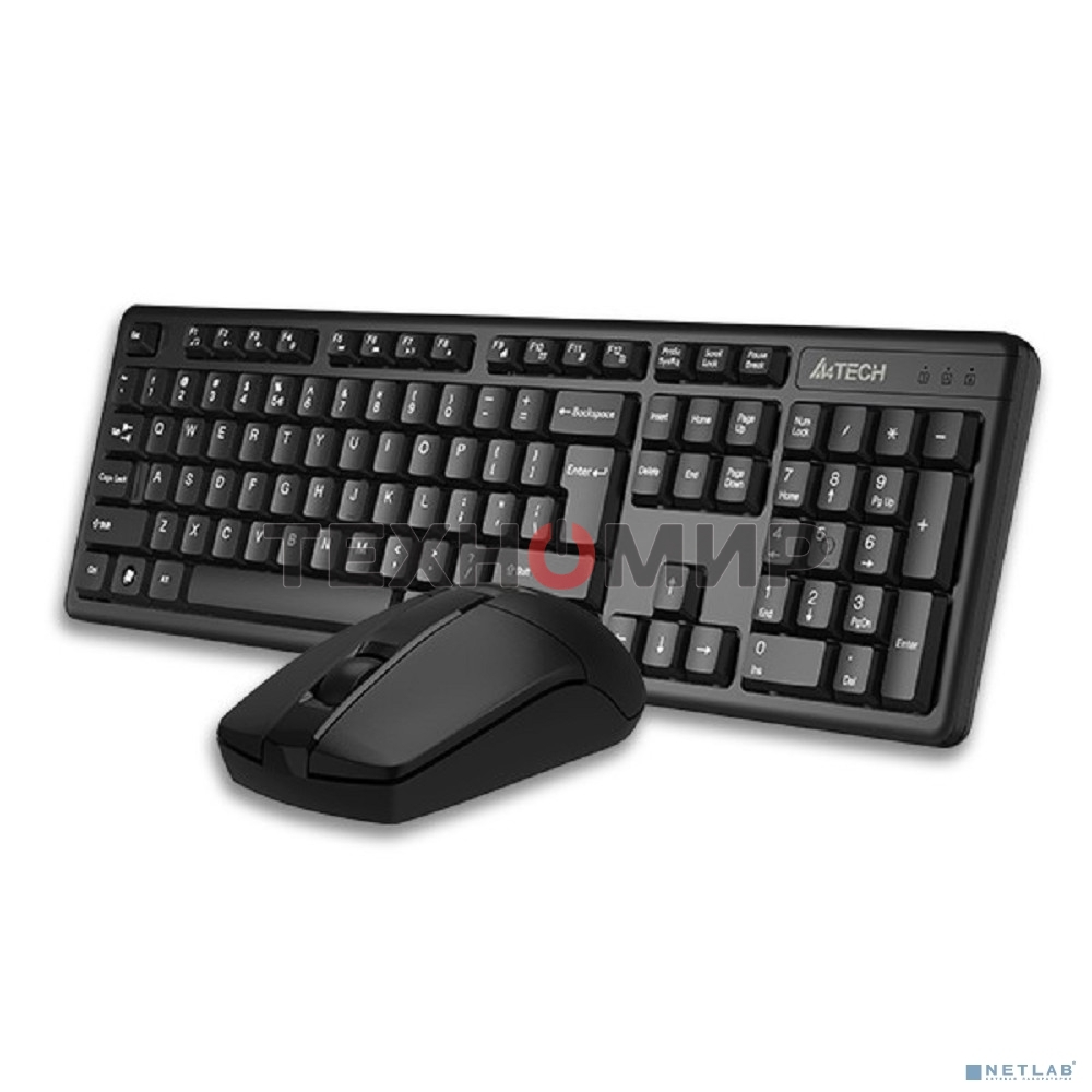 Комплект клавиатура+мышь A4Tech 3330N беспроводной, USB, 1200 DPI, чёрный