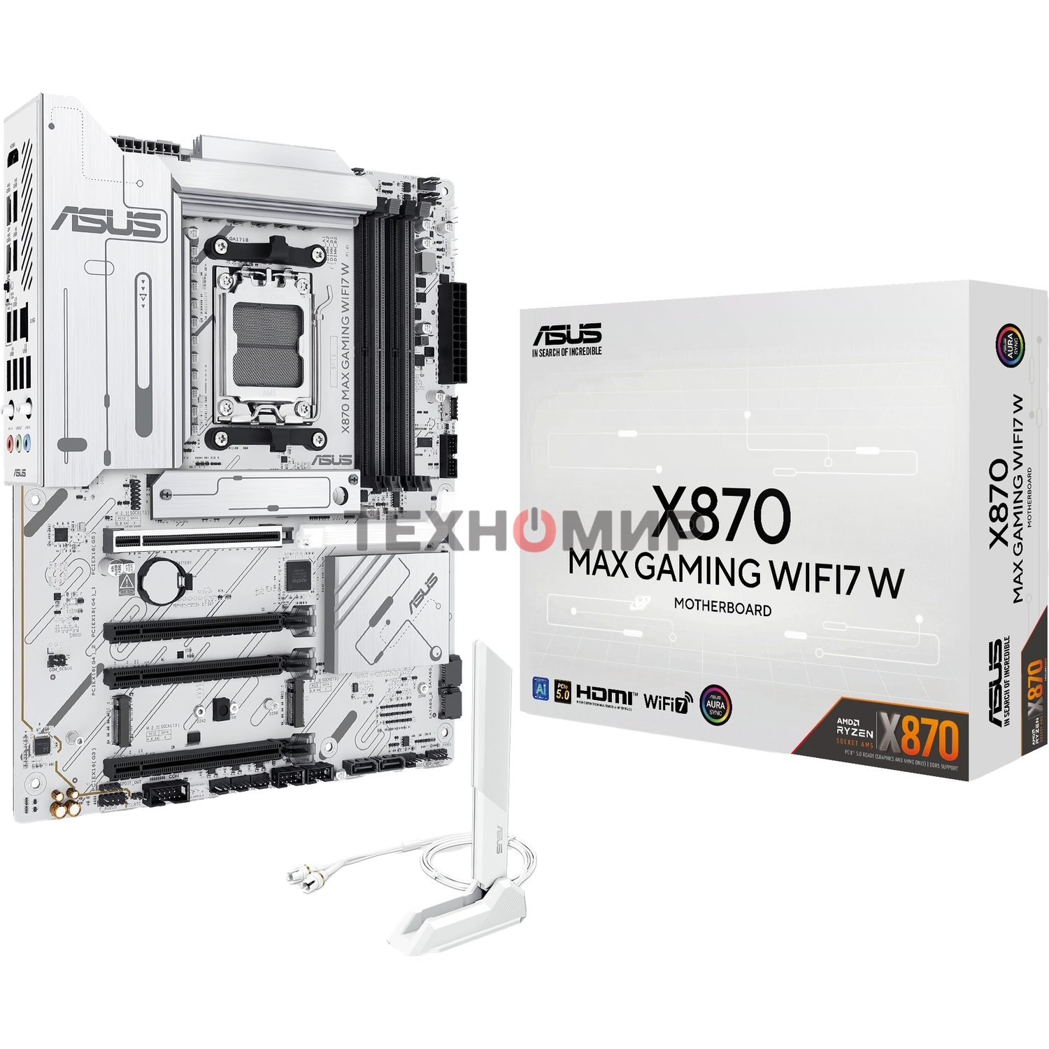 Материнская плата ASUS X870 MAX GAMING WIFI7 W, AM5, AMD X870, 4xDDR5, 4xSATA, 3xM.2, 1xPCIe 5.0 x16, 2xPCIe 4.0 x16, 1xPCIe 3.0 x16, 1xHDMI, 2xUSB Type-C (Display), 1x2.5Gb LAN, Wi-Fi 7, Bluetooth 5.4, 2xUSB-C 40Gbps, 1xUSB-A 10Gbps, 3xUSB-A 5Gbps, 4xUSB