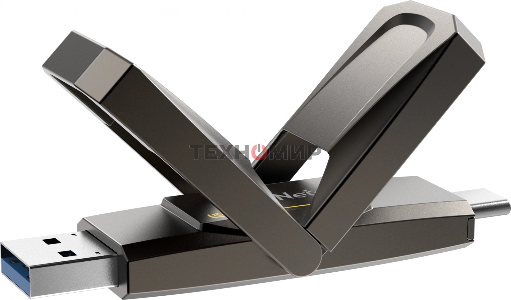 Флешка USB Netac US5 (NT03US5C-512G-32TA), 512Gb, USB 3.2/TypeC, R/W 550/500, черный