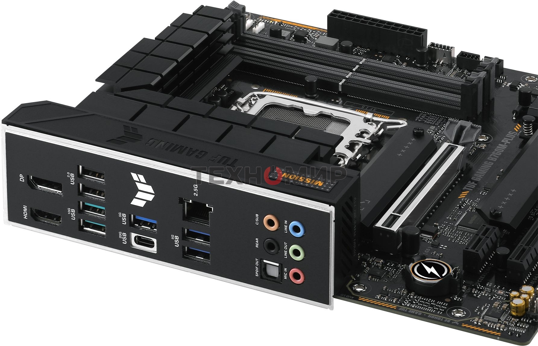 Материнская плата ASUS TUF GAMING B760M-PLUS, LGA 1700, Intel B760, 4xDDR5, 4xSATA, 2xM.2, 1xPCIe 5.0 x16, 1xPCIe 4.0 x4, 1xPCIe x1, 2xUSB-A 3.2 Gen 2, 3xUSB-A 3.2 Gen 1, 2xUSB 2.0, 1xUSB-C 3.2 Gen 2x2, 1x2.5Gb LAN, 5x3.5 мм, 7.1, mATX