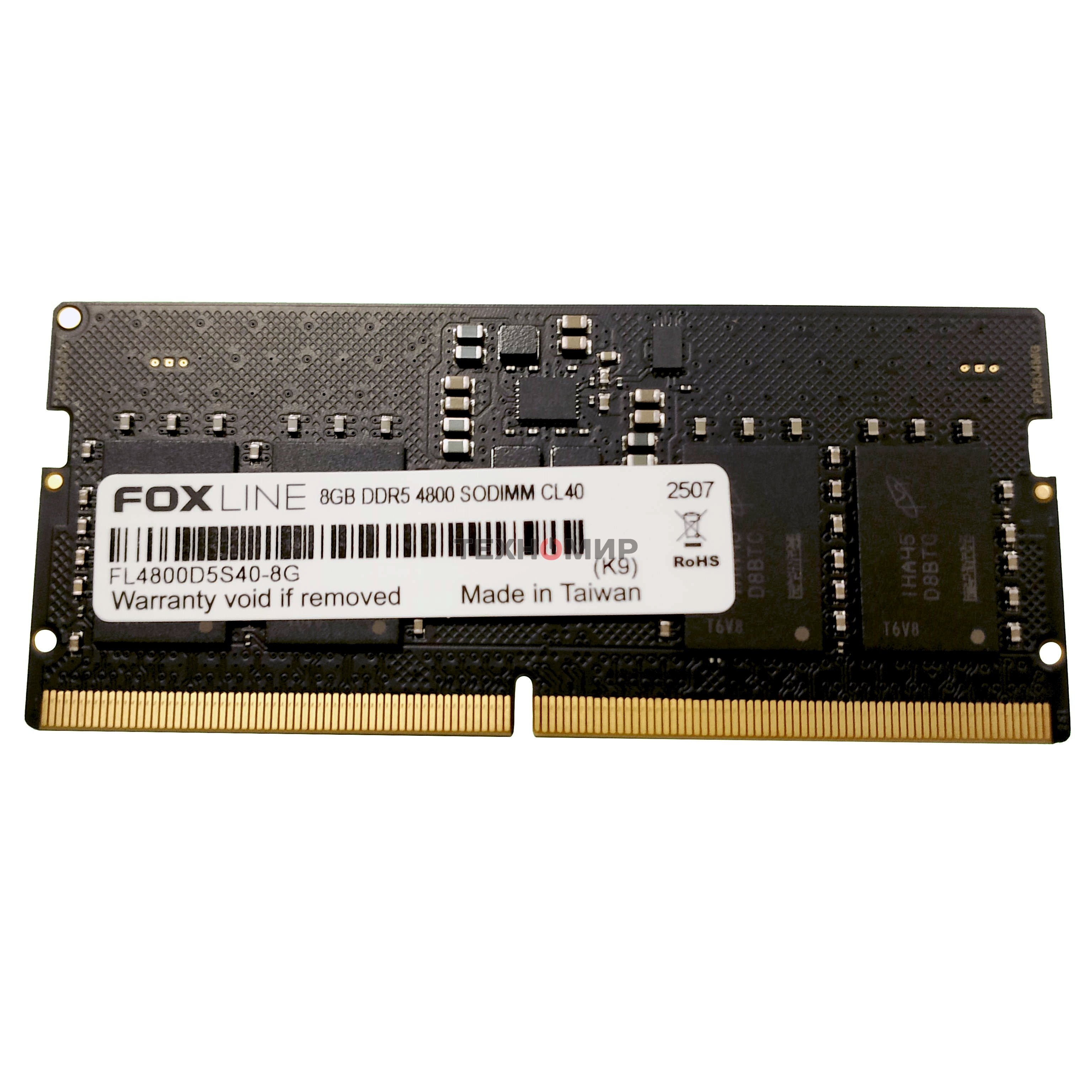 Оперативная память Foxline, DDR5, 8GB (1x8 GB), 4800 MHz, CL40, SO-DIMM