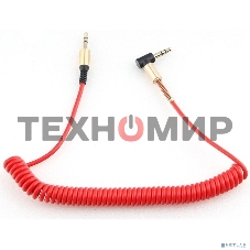 Кабель Cablexpert аудио 90˚ спиральный CCAB-02-35MMLC-1.8MR. 3.5 Jack (M)/3.5 Jack (M), красный, 1.8м, блистер