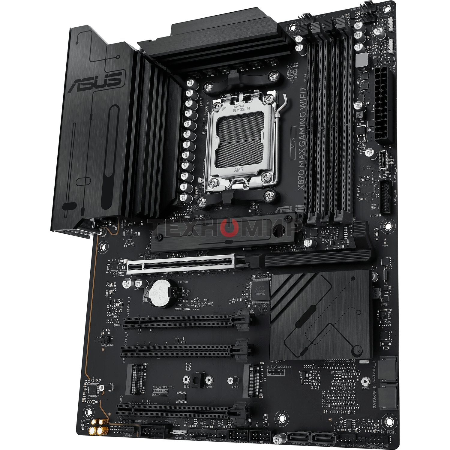 Материнская плата ASUS X870 MAX GAMING WIFI7, AM5, AMD X870, 4xDDR5, 4xSATA, 3xM.2, 1xPCIe 5.0 x16, 2xPCIe 4.0 x16, 1xPCIe x1, 1xHDMI, 2xUSB-C 40Gbps (USB4), 1xUSB-A 10Gbps, 3xUSB-A 5Gbps, 4xUSB-A 2.0, 1x2.5Gb LAN, Wi-Fi 7, Bluetooth 5.4, 3x3.5 мм, 7.1, A