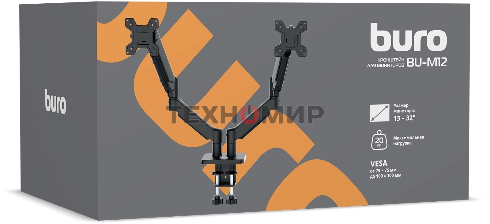 Кронштейн для мониторов ЖК Buro BU-M12 черный 17