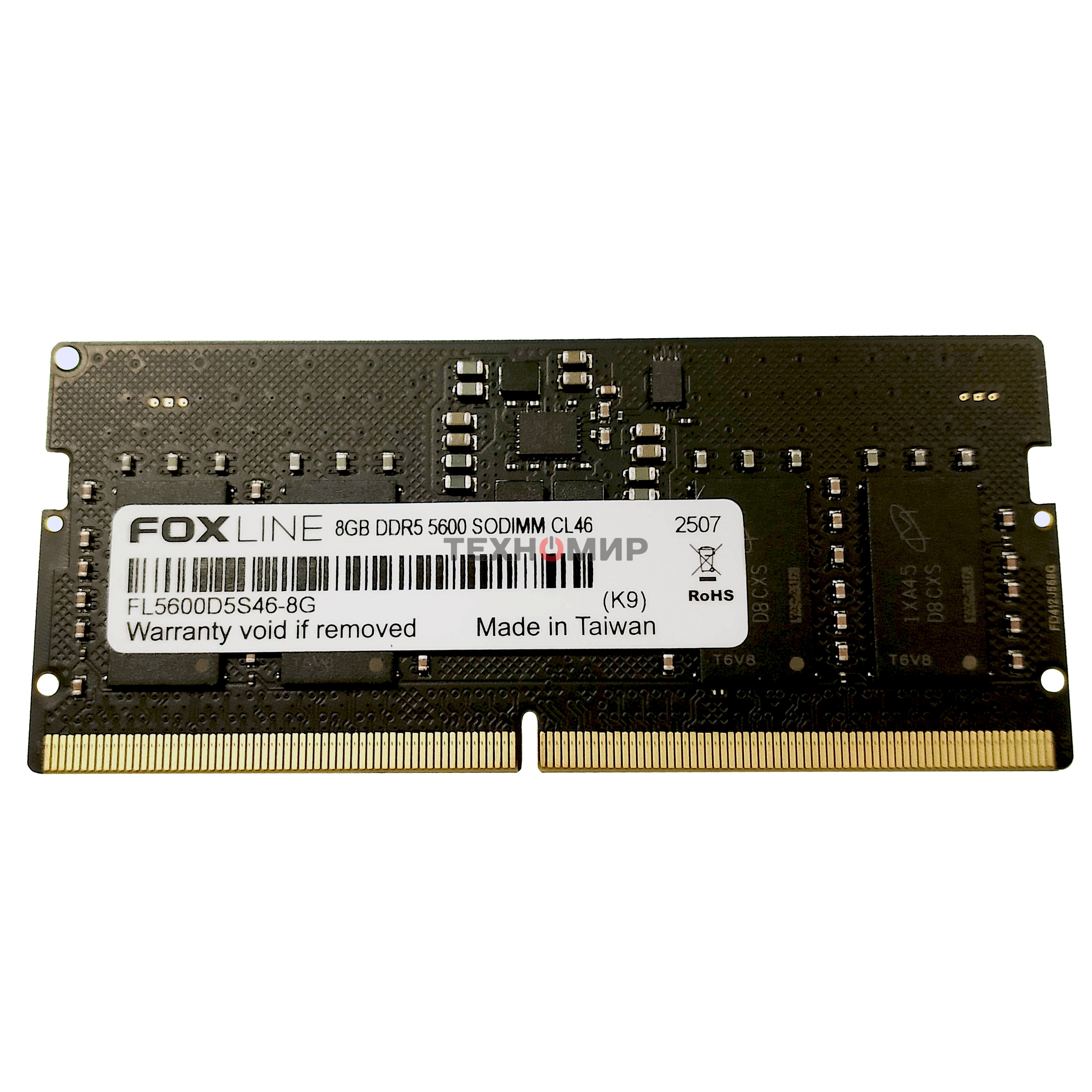 Оперативная память Foxline, DDR5, 8GB (1x8 GB), 5600 MHz, CL46, SO-DIMM