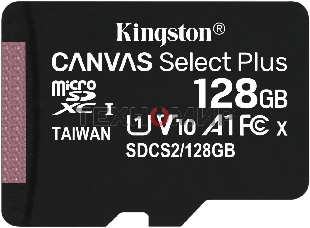 Флеш карта Kingston 128Gb micSDXC Canvas Select Plus 100R A1 C10 Single Pack w/o ADP EAN: 740617299076