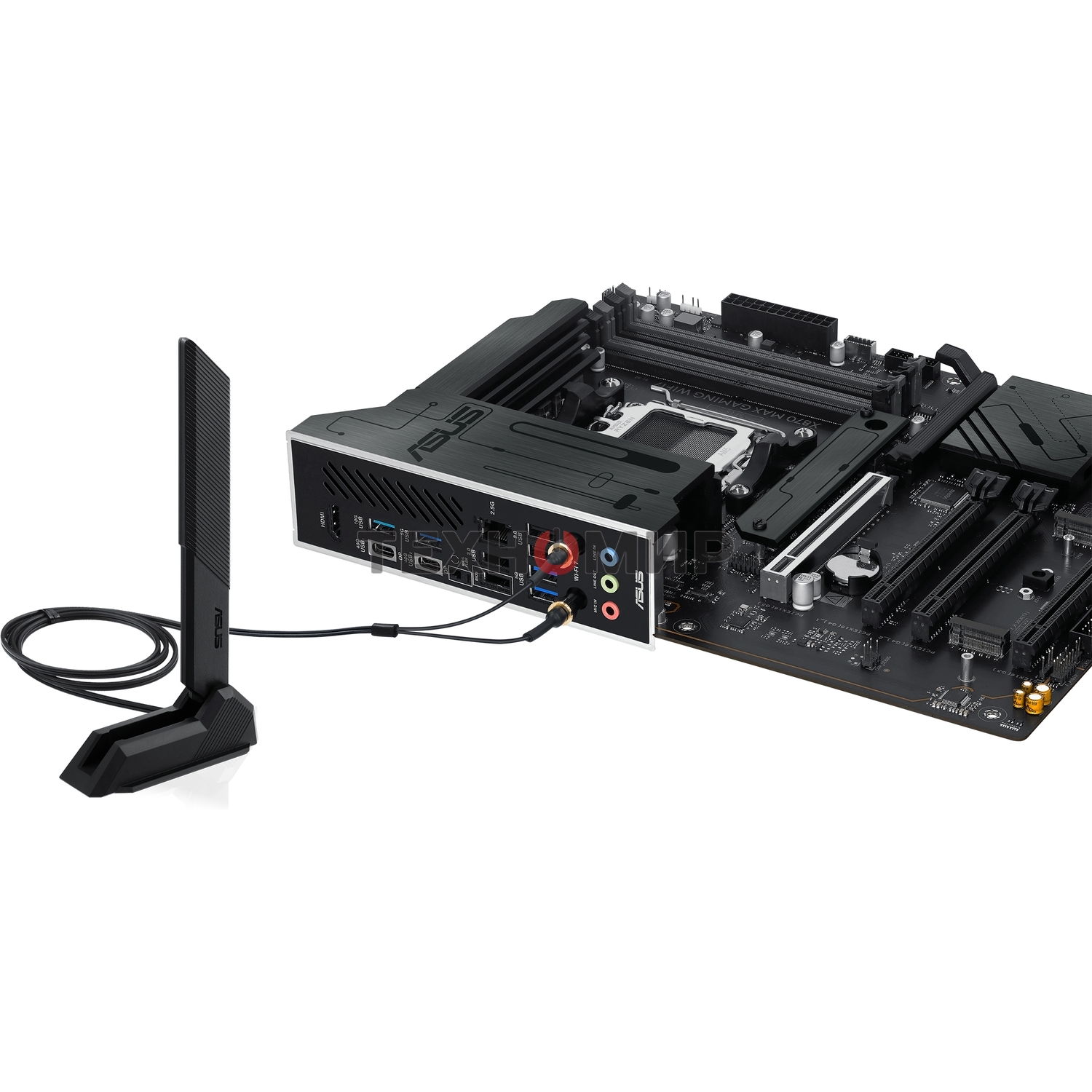 Материнская плата ASUS X870 MAX GAMING WIFI7, AM5, AMD X870, 4xDDR5, 4xSATA, 3xM.2, 1xPCIe 5.0 x16, 2xPCIe 4.0 x16, 1xPCIe x1, 1xHDMI, 2xUSB-C 40Gbps (USB4), 1xUSB-A 10Gbps, 3xUSB-A 5Gbps, 4xUSB-A 2.0, 1x2.5Gb LAN, Wi-Fi 7, Bluetooth 5.4, 3x3.5 мм, 7.1, A