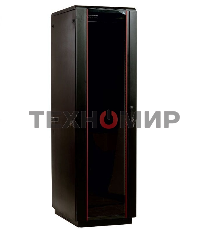 Шкаф телекоммуникационный напольный 42U (600x600) дверь стекло, черный (ШТК-М-42.6.6-1ААА-9005) (3 коробки)
