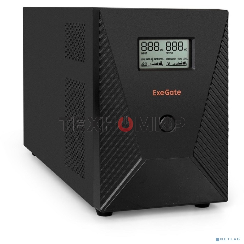 Источник бесперебойного питания ExeGate EP287660RUS SpecialPro Smart LLB-3000.LCD.AVR.EURO.RJ.USB 3000VA/1800W, LCD, AVR, 4 евророзетки, RJ45/11, USB, черный