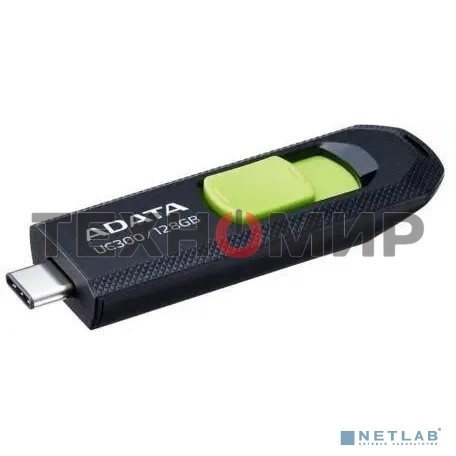 Флешка USB ADATA UC300 (ACHO-UC300-128G-RBK/GN), 128Gb, Type-C USB 3.2, R/W 100/30, черный/зеленый