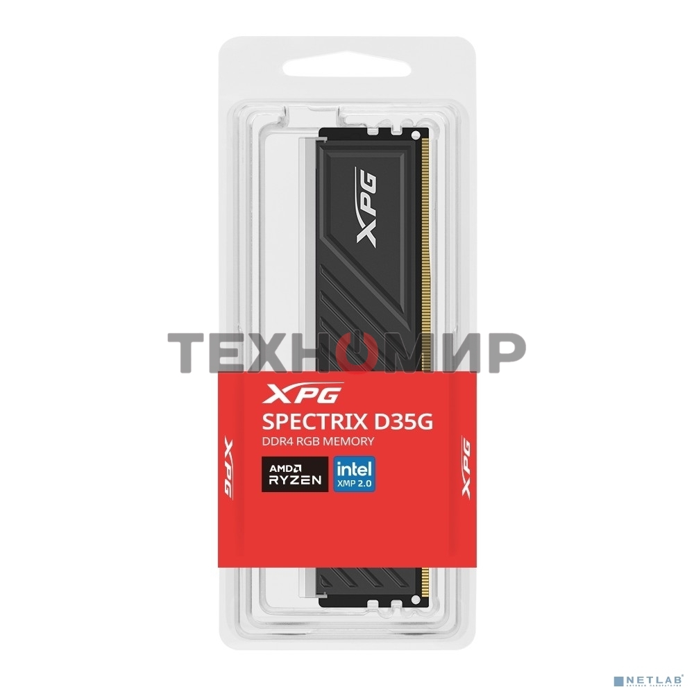 Оперативная память XPG Spectrix D35G RGB, DDR4, 16GB (1x16GB), 3200MHz, CL16, DIMM, с радиатором, RGB, черный