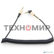 Кабель Cablexpert аудио 90˚ спиральный CCAB-02-35MMLC-1.8MB. 3.5 Jack (M)/3.5 Jack (M), черный, 1.8м, блистер