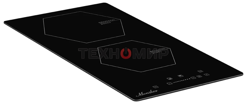 Индукционная варочная панель домино Monsher MHI 3002, Стеклокерамика KANGER, ширина 30 см, 2 индукционные зоны нагрева: 1 зона 1,2 кВт/Booster 1.5 кВт, 2 зона 2 кВт/Booster 2.3 кВт, электронное сенсорное управление, 3 цифровых дисплея, 9-ступенчатая настр