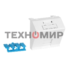 Вставка 45x45 на 1 кейстоун, угловая, со шторкой, маркировкой и иконками, белая