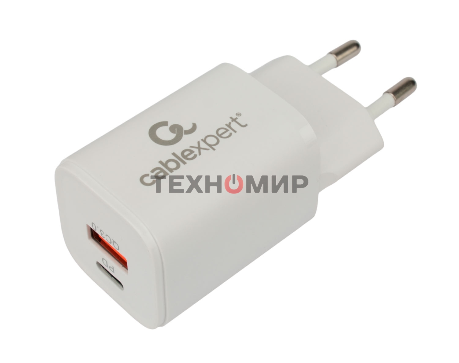 Сетевое зарядное устройство Cablexpert MP3A-PC-42, 30Вт, быстрая зарядка QC3.0/PD, 2 порта: USB и Type-C, белый, пакет