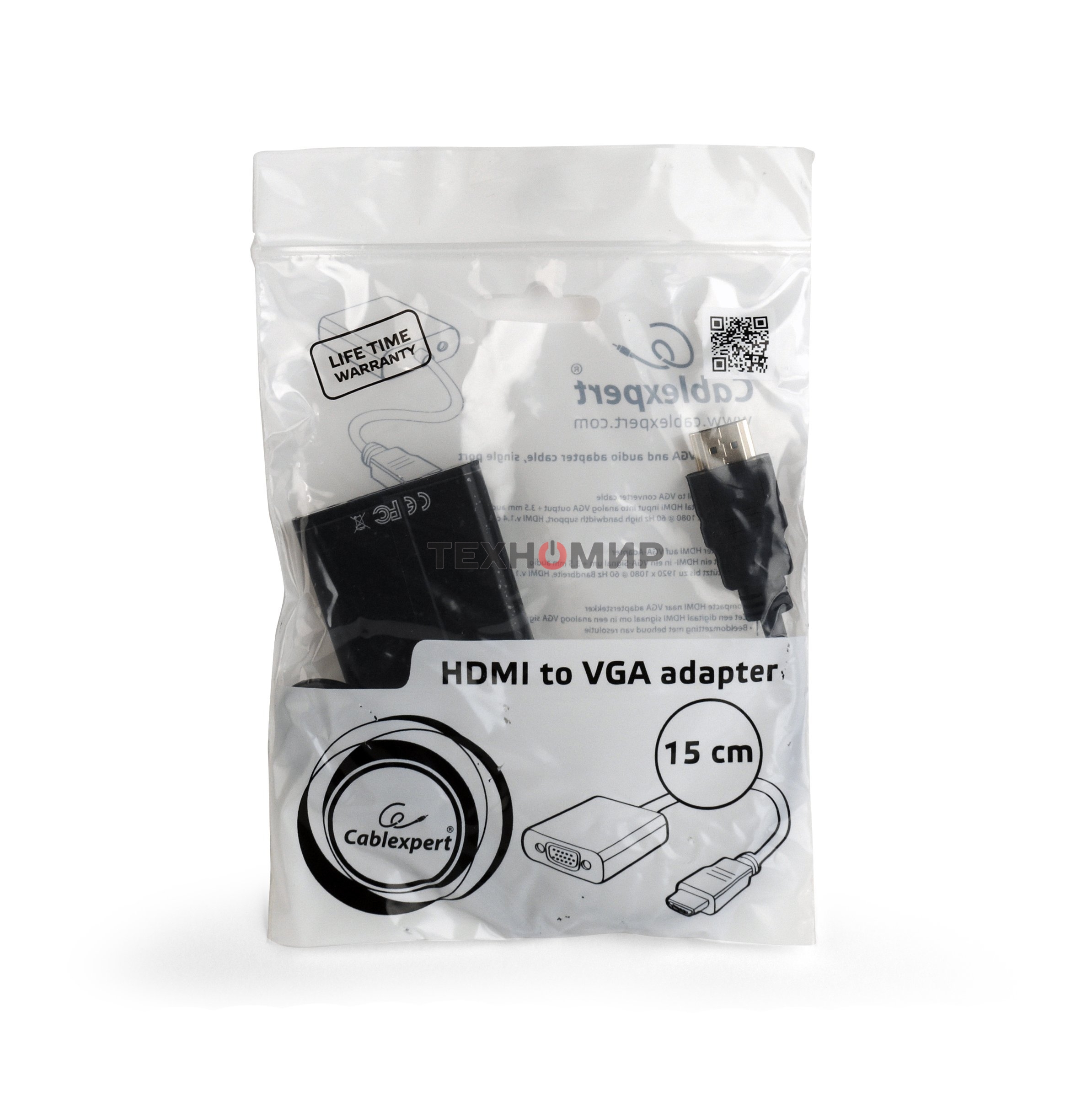 Переходник HDMI-VGA Cablexpert A-HDMI-VGA-04, 19M/15F, провод 15см