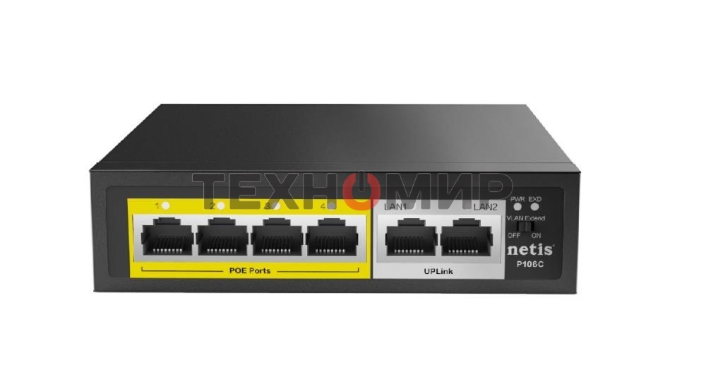 Коммутатор 6PORT NETIS P106C 10/100M 4POE