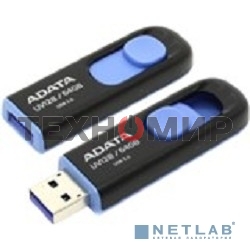 Флешка USB ADATA UV128 (AUV128-64G-RBE), 64Gb, USB 3.0, R/W 100/30, черный/синий