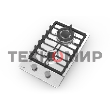 Газовая варочная панель Evelux HEG 330 X Hi-Tech, 30 см, 2 конфорки, WOK-конфорка, чугунные решетки, газ-контроль, электроподжиг, механическое управление, нержавеющая сталь