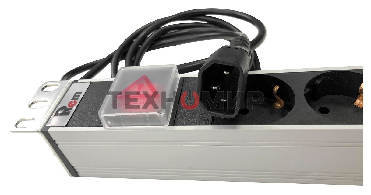 Блок розеток Rem-10 с выкл., 8 Sсhuko, 10 A, алюм., 19