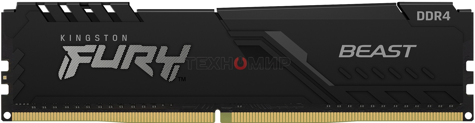 Оперативная память Kingston Fury Beast, DDR4, 16GB (1x16GB), 3200MHz, CL16, DIMM, с радиатором, черный