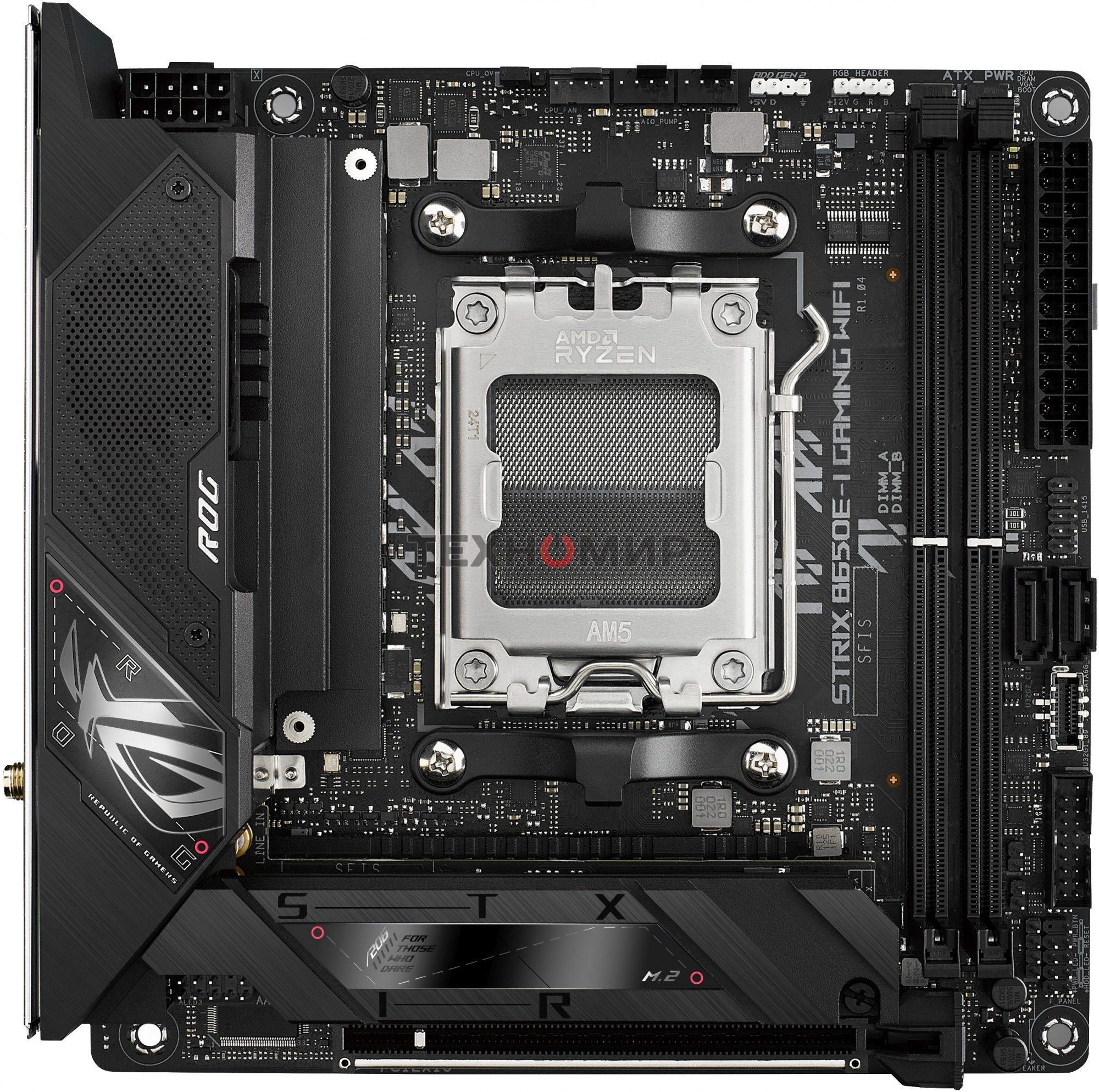 Материнская плата ASUS ROG STRIX X670E-I GAMING WIFI, AM5, AMD X670, 2xDDR5, 2xSATA, 2xM.2, 1xPCI-E 5.0 x16, 1xHDMI, 2xUSB-C, 1x 2.5Gb LAN, 3xUSB-A 3.2 Gen 2, 2xUSB-A 2.0, 7.1, Mini-ITX