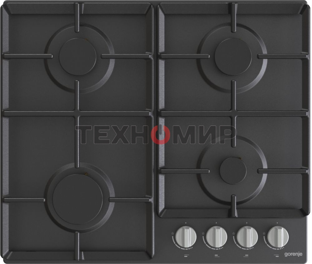 Газовая варочная панель Gorenje G641EXB, 4 конфорки, металл, черный