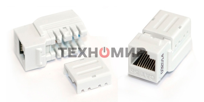 Монтажное оборудование Hyperline KJNE-8P8C-C5e-90-WH Вставка Keystone Jack RJ-45(8P8C), категория 5e, 110 IDC, заделка с помощью NE-TOOL, белая