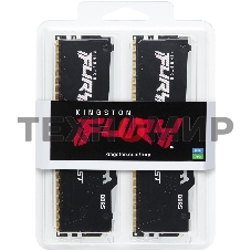 Оперативная память Kingston Fury Beast, DDR5, 32GB (2x16GB), 5200MHz, CL40, DIMM, с радиаторами, RGB, черный